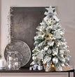 2ft Mini Christmas Tree With Light Artificial Small Tabletop Christmas Decoration With Flocked Snow, Exquisite Decor & Xmas Ornaments For Table Top For Home & Office