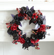 Halloween Black Red Rose Ring Wreath