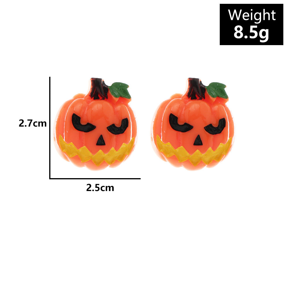 Fashion Halloween Simulation Plastic Ghost Face Pumpkin Ghost Death Ghost Festival Stud Earrings