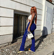 Elastic high-waist pleated drawstring slacks