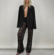 New All-match Lace High Waist Long Stitching Straight-leg Pants