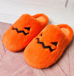 Cute Halloween Pumpkin Slippers Winter Warm Plush Bedroom Floor Home Slippers Casual Slip On Comfortable Cozy Indoor House Shoes
