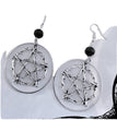 R Gothic Pagan Jewelry Halloween Gift Earrings Silver Circle Pentagram Earrings