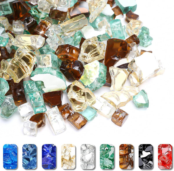 Mixed Color Fire Glass for Fire Pits, 10 lb