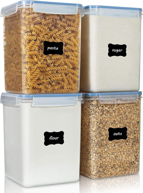 Large Airtight Food Storage Containers, 4 x 5.2 L
