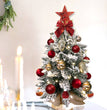 2ft Mini Christmas Tree With Light Artificial Small Tabletop Christmas Decoration With Flocked Snow, Exquisite Decor & Xmas Ornaments For Table Top For Home & Office
