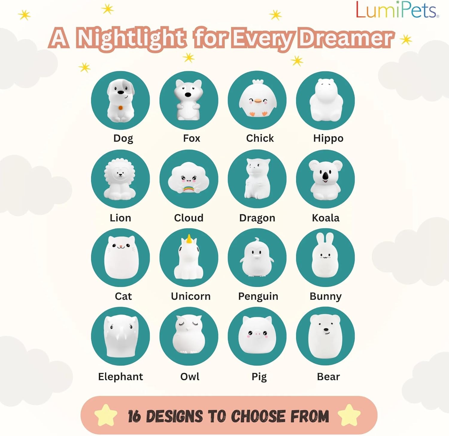 Pepper the Puppy Dog Squishy Silicone Night Light for Kids | Cute Night Light with Remote & Touch Control for Baby & Toddler Bedrooms | Color Changing Animal Lamp | Soft Portable Nightlight