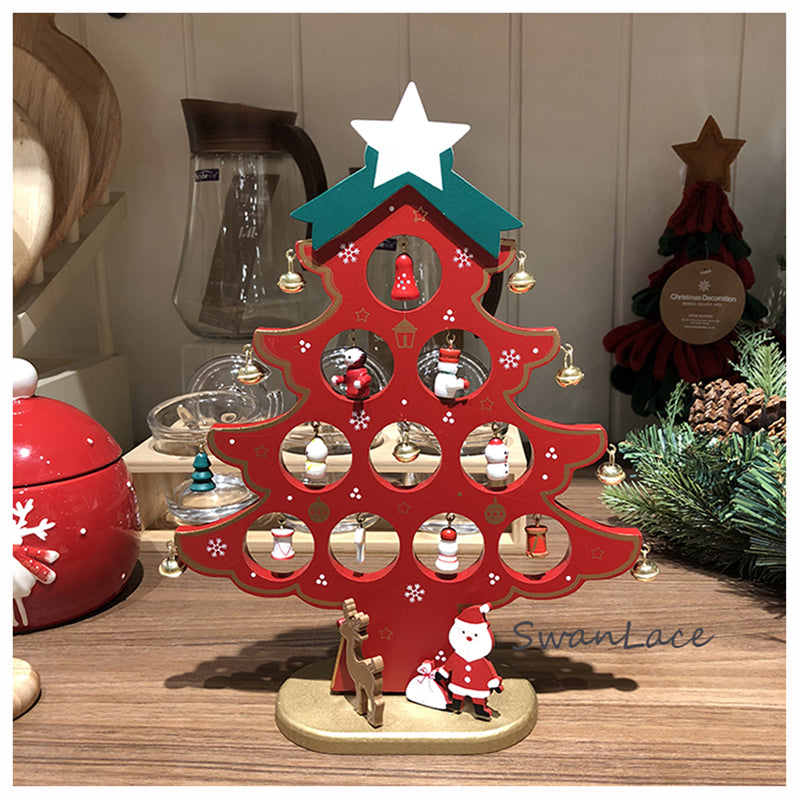 Combination Three-dimensional Pendant Villain Wooden Christmas Tree Ornament