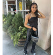 Tight Pleated High Waist Stretch Leather Pants