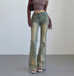 Women's American-style Rivet Wear High Waist Flared Jeans