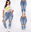 Women Clothes Ripped Plus Size Ladies Denim Pants Jeans