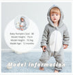 Unisex Baby Animal Costume Winter Autumn Flannel Hooded Romper Cosplay Jumpsuit