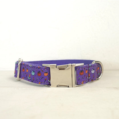 Pet Purple Halloween Print Dog Collar