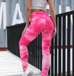 Ink Jacquard Tie-dyed Bubble Polyester Yoga Pants Slim Fit