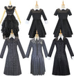 Cos Costume Halloween Wednesday Adams Black Dress