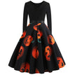 Halloween Digital Printed Patchwork Long Sleeves Swing Skirt