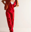 Solid Color Casual Suspender Trousers Women