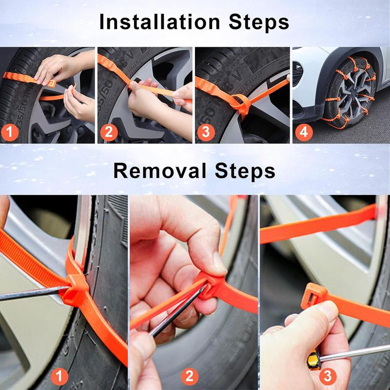 Reusable Snow Tire Chains for Trucks & Suvs,Emergency Anti-Skid Traction Chains,Heavy Duty Plastic Wheel Cables for Winter Driving on Snow/Ice & Muddy Roads