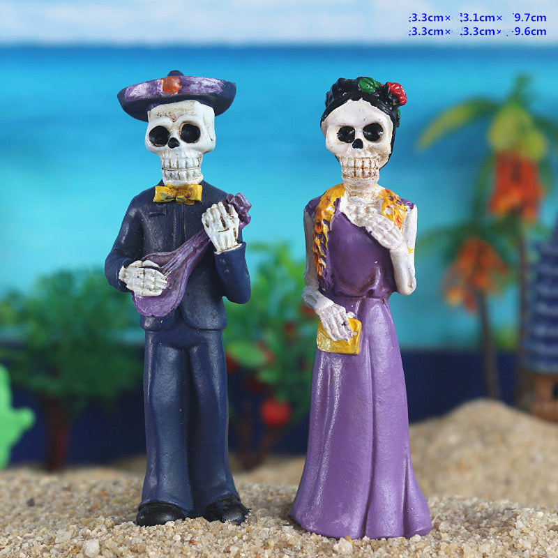 Zombie Skull Couple Halloween Sand Table Sandware Resin Crafts Decoration
