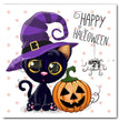 Halloween Cat Square Rhombus Cartoon Embroidery Diamond Painting
