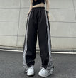 Contrast Color Side Striped Black Pants For Women