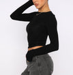Women's Clothing Fashion Slim Long-sleeved Pullovers Tops Solid Causal Fit Shirts