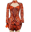Tight-fitting Hip-pack Fringed Brightly Drilled Mesh Costumes