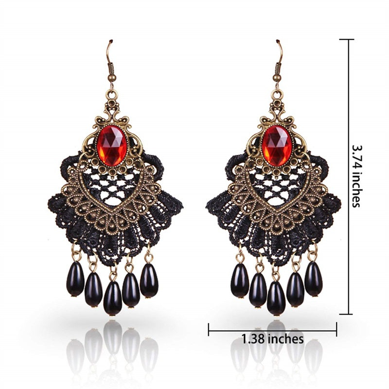 European And American Style Black Clavicle Chain Retro Lace Female V-neck Flower Halloween Series