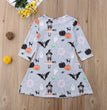 Halloween Girl's Dress Spider Pumpkin Cartoon Print Long Sleeve Children's Casual Skirt