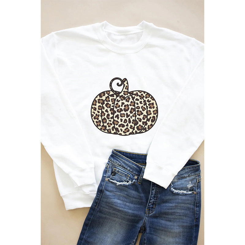 European And American Women's Halloween Leopard Pumpkin Print