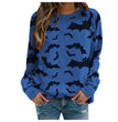 Halloween Pumpkin Head Bat Funny Sweater Women's Round Neck Pullover Print Long Sleeve