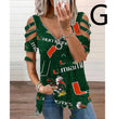 Halloween Theme Digital Printing Hollow V-neck Long-sleeved T-shirt