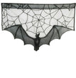 Halloween black spider web bat lace curtain