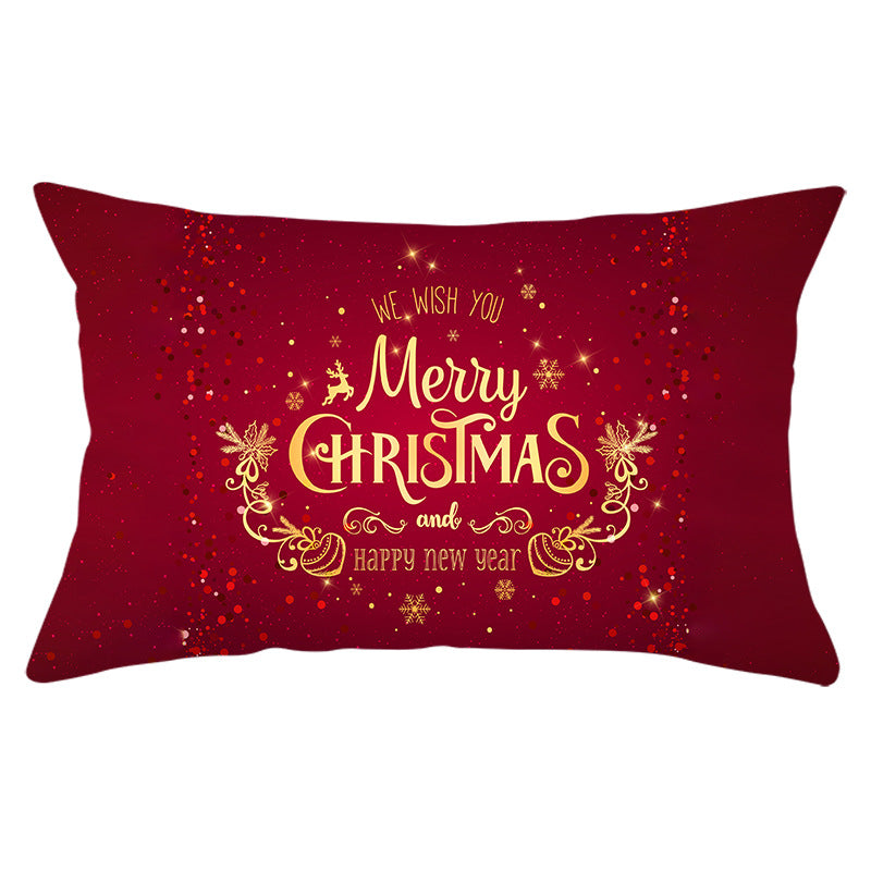 Christmas peach leather pillowcase