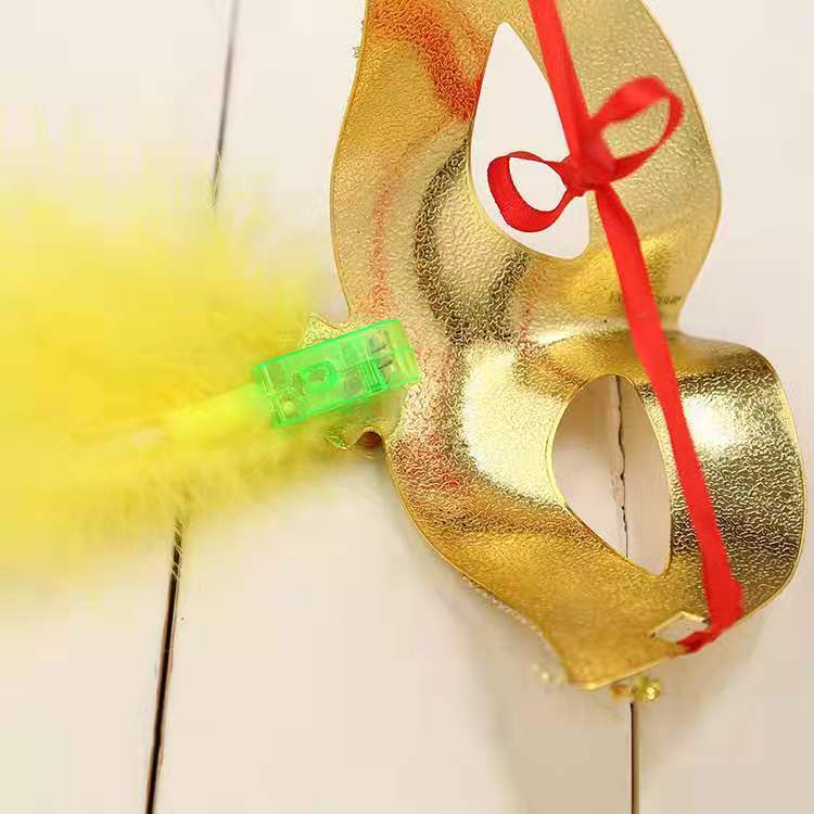 Glowing Fiber Optic Mask Halloween Masquerade Led Princess Feather Children
