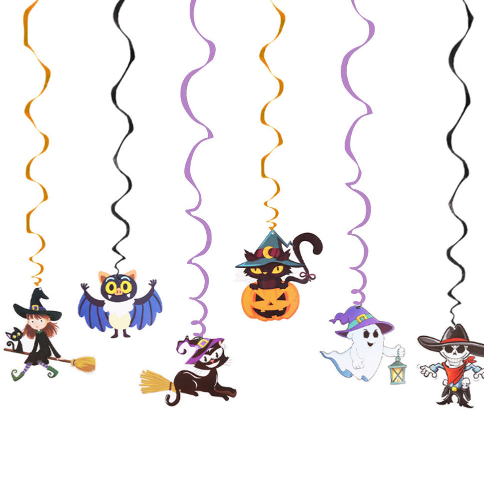 Cartoon Halloween Skull Spiral Pendant Set