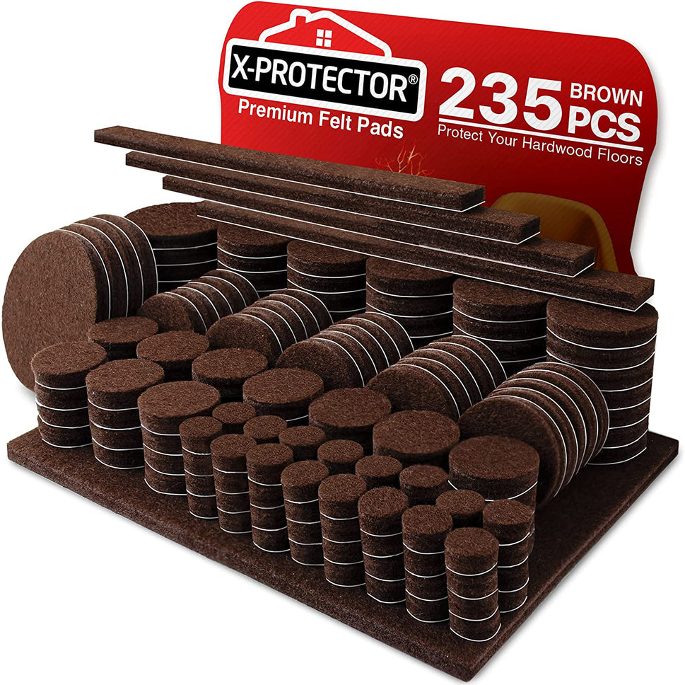 Felt Furniture Pads  235 PCS Premium Furniture Pads - Felt Pads Furniture Feet Best Wood Floor Protectors - Protect Your Hardwood & Laminate Flooring!