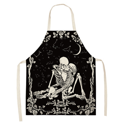 Halloween Skull Printed Cotton And Linen Apron