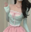 Spring And Summer Vigorous Girl Lace Collar Cardigan Slim Slimming Dress Two-piece Set