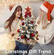 2ft Mini Christmas Tree With Light Artificial Small Tabletop Christmas Decoration With Flocked Snow, Exquisite Decor & Xmas Ornaments For Table Top For Home & Office