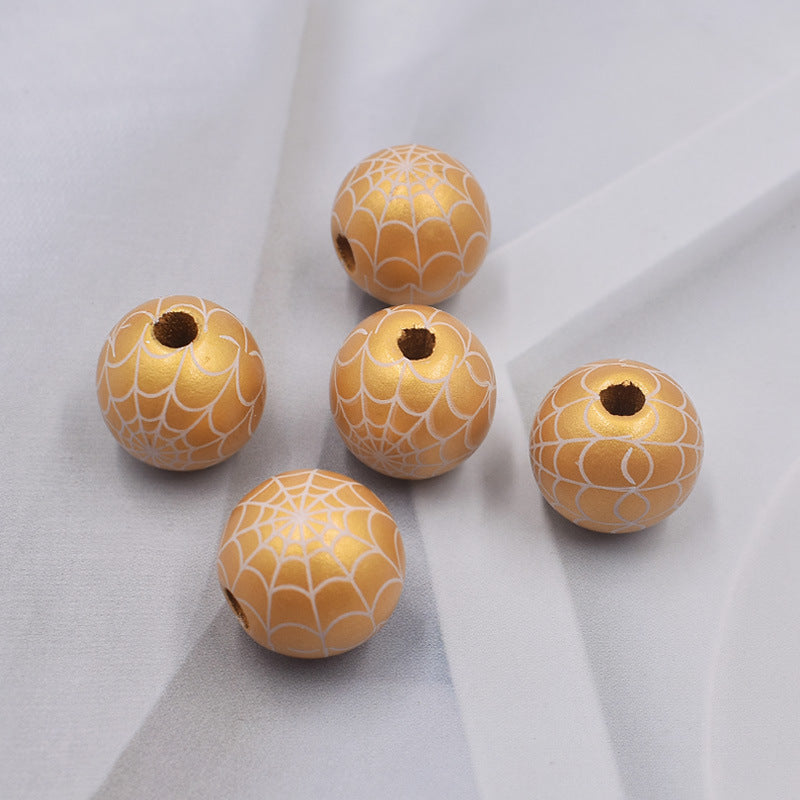 Halloween Spider Web Colored Wood Beads