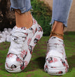 Halloween Cartoon Print Flats Fashion Graffiti Flats Shoes Platform Lace-up Round Toe Sports Shoes