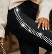 Commuter Rhinestone Small Slit Tight Trousers