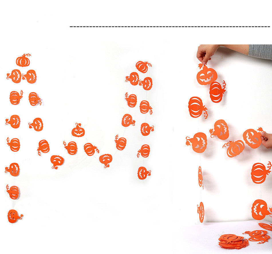 Long Black Orange Disc Halloween Paper Garland Pendant Pendant