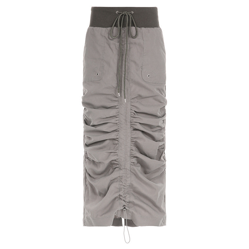 Waste Soil Wind Drawstring Workwear Skirt
