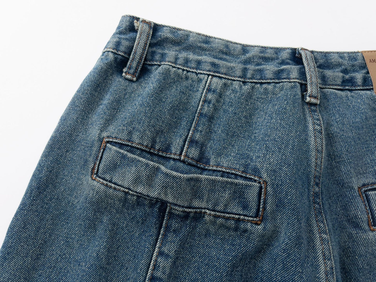 Cargo Pocket Straight-leg Denim Trousers
