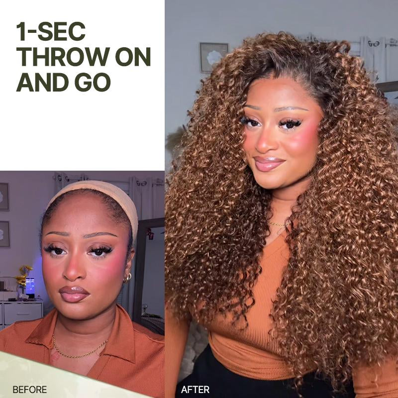 [Blend]Frodio Veralux™ Blend Human Hair 24” Golden Chestnut Curly 13X6 HD Lace Wig Glueless Wear Go Wig Tiktokshopblackfriday