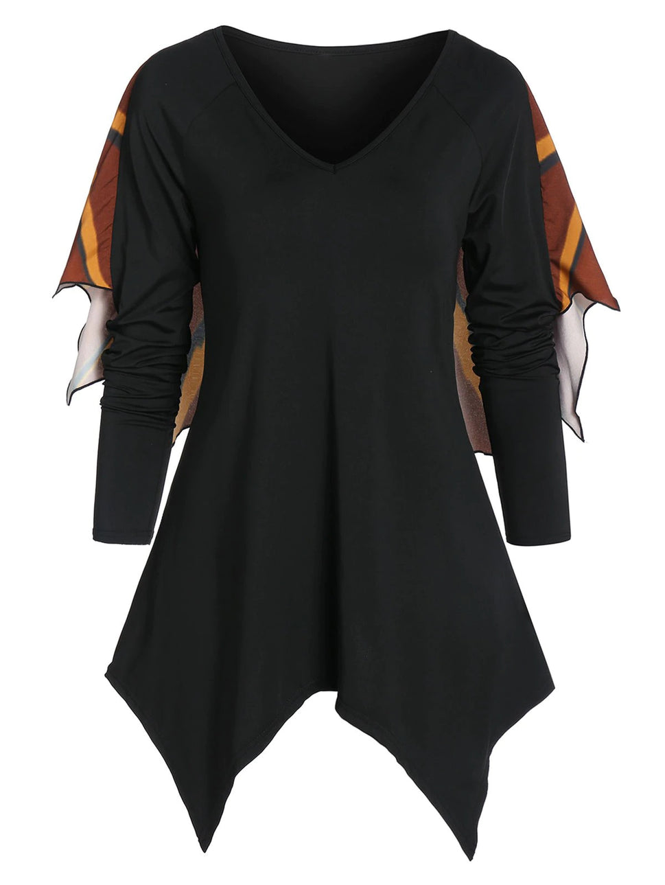 Halloween Print Bat Wings Long Sleeve T-shirt European And American Women's Tops