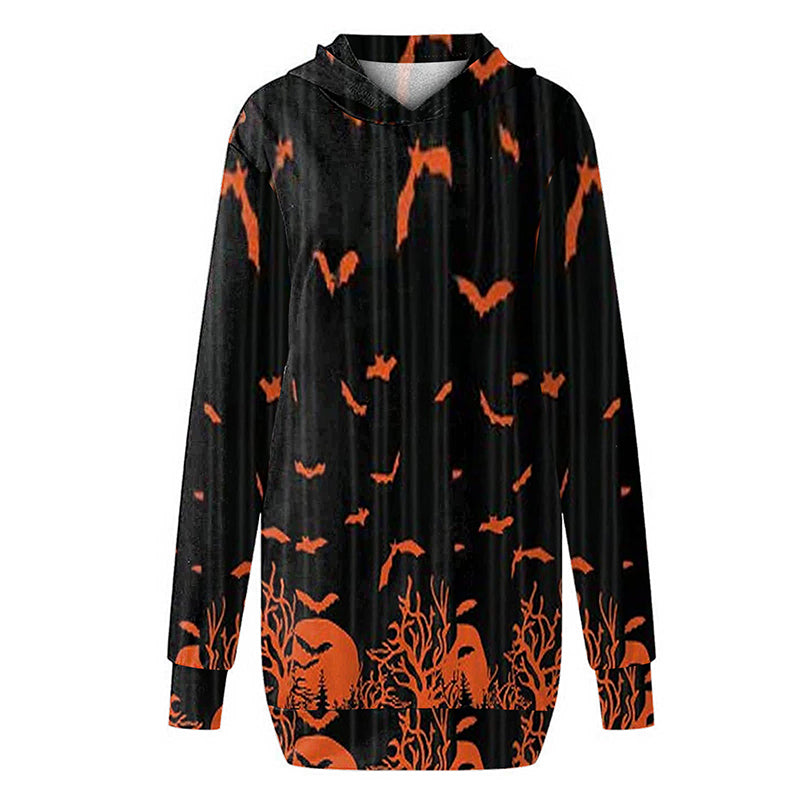 Halloween Theme Printed Casual Loose Mid-length Dress