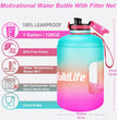 Gallon Water Bottle - 128 Oz, Leak Proof Lid with Time Markers for Gym